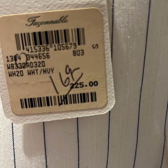 Faconnable winter white & navy pinstriped jacket NWT new/never worn Small - Picture 7 of 9